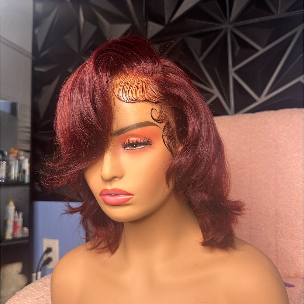 Reddish brown human hair wig